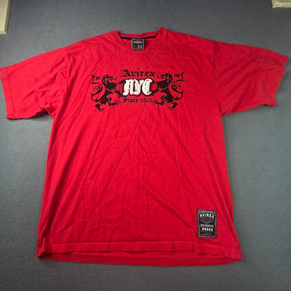 Avirex NYC Graphic T-Shirt Red Mens XL Griffin Logo Short Sleeve Cotton Tee